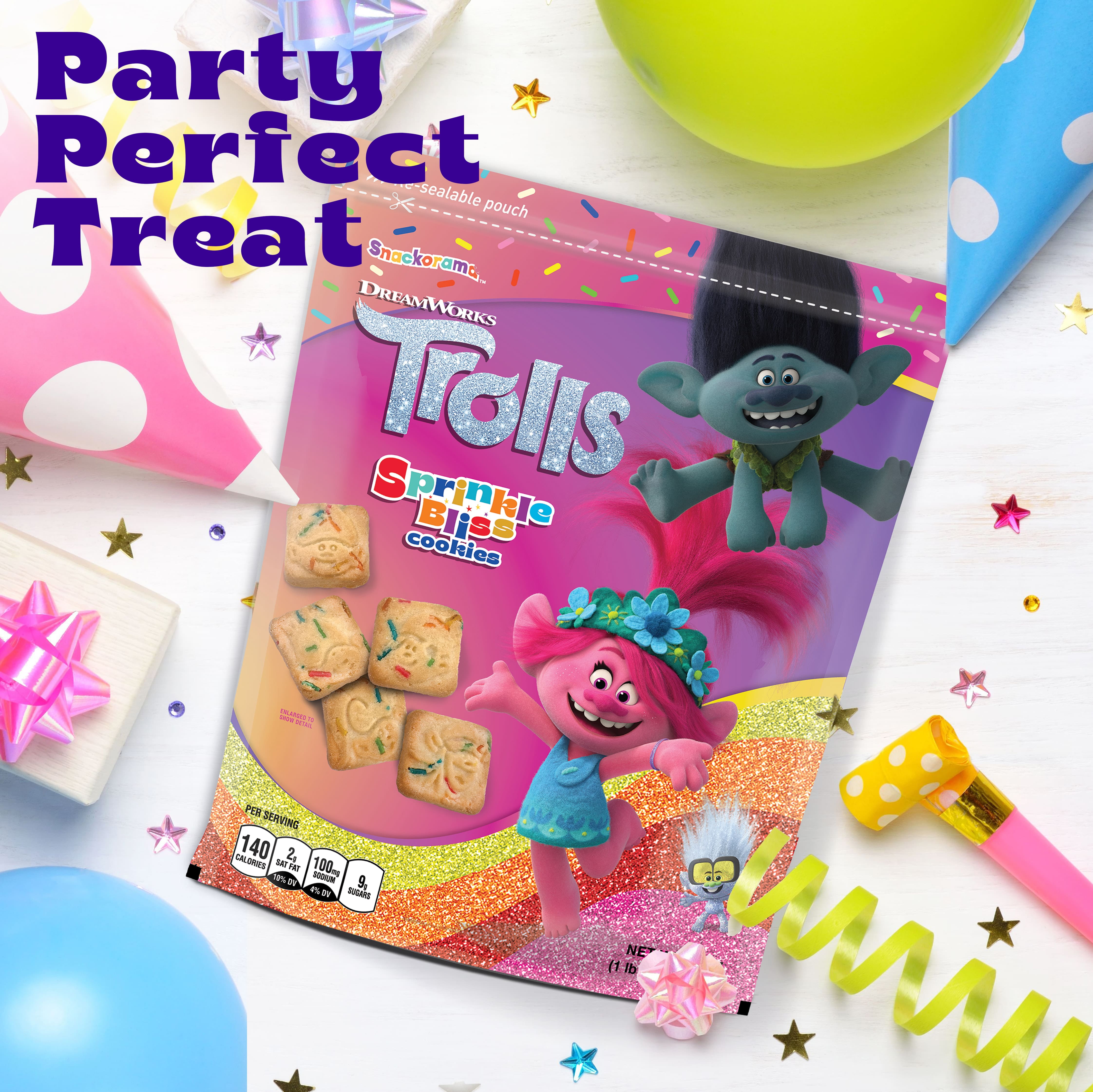 Snackorama Trolls Sprinkle Bliss Cookies, Birthday Cake Square Treats, 20 oz Bag (Shelf-Stable)