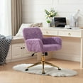 thumbnail image 6 of PAPROOS Office Chair, Velvet Upholstered Tufted Button Home Office Chair with Golden Metal Base, Adjustable Height, Swivel Ergonomic Task Chair, Luxury Desk Chair Computer Chair, Purple, 6 of 9