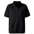 thumbnail image 5 of Huowey Womens Sweatshirt Solid Color Slim Fit Workwear Top Short Sleeve Lapel Collar Summer Commute Loose Fit Soft Comfort Lightweight Fall Clothes,Black,S, 5 of 5