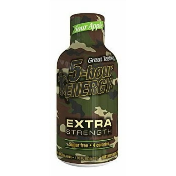 216 PACKS : 5 Hour Energy Drink Shot, Extra Strength Sour Apple