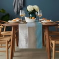 thumbnail image 2 of Teal Blue Table Runner - 120 Inch Long, Kitchen Dining Table Runner Dresser Scarves, Brown White Minimalist Retro Smear Ombre Art Farmhouse Decor for Coffee Tables Wedding Party Banquet, 2 of 8