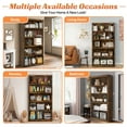 thumbnail image 3 of 69.9" Tall Bookcase, 5-Tier Bookshelf Wood Bookshelves for Home Living Room Office, Brown, 3 of 8