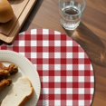 thumbnail image 3 of Farmhouse Buffalo Plaid Round 13 Inch Placemats Set of 8, Red White Checkered HeatResistant Non Slip Place Mats for Dining Table, Wipeable Braided Kitchen Table Mats for Housewarming, 3 of 9