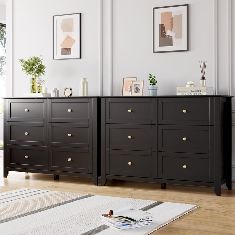 tall black 6 drawer dresser worn  Lauren Liess Saving Space The size of tall black dresser is 43.3H X 27.5W X15.7D Black Dresser With Power Outlets