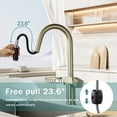 thumbnail image 4 of Grifo de cocina tirable de arco alto - acero inoxidable de agujero único, grifo de fregadero moderno (oro cepillado) ​, 4 of 5