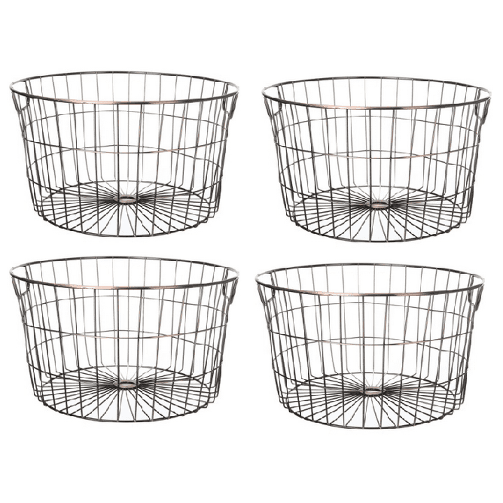 Mainstays Medium Round Wire Copper Storage Baskets 4 Pack Walmart