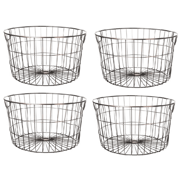 Mainstays Medium Round Wire Copper, Large Round Wire Baskets With Handles And Lids