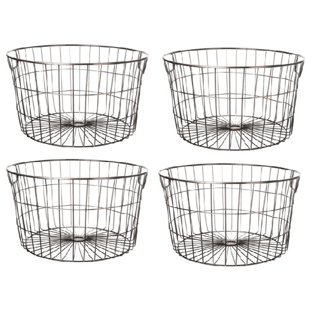 Mainstays Medium Round Wire Copper Storage Baskets 4 Pack Com Mainstays Medium Round Wire Copper, Large Round Wire Baskets With Handles And Lids