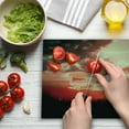 thumbnail image 3 of American Flag Cutting Board, Flag Against Red Horizon on Grass Park Field Identity Sunset Design, Decorative Tempered Glass Cutting and Serving Board, Large Size, Multicolor, by Ambesonne, 3 of 5