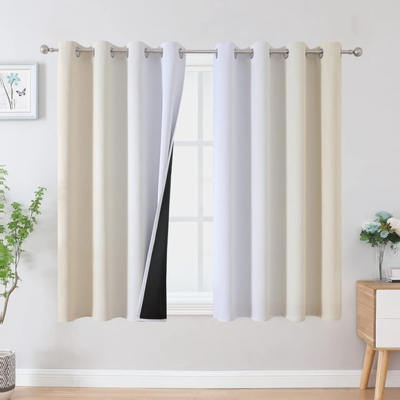 Cortinas Blackout Estelar Textiler Beige/Blanco Grisáceo 132x137 cm