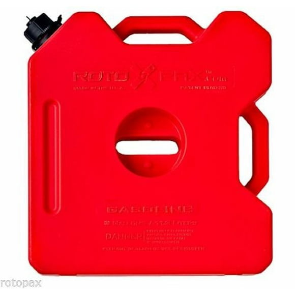 Rotopax Liquid Storage Container RX-3G Red; 3 Gallon; Bolt-On/Free Standing; Formulated Plastic; EPA And CARB Compliant; Designed To Hold Gas; With Spout; Mounting Kit Sold Separately