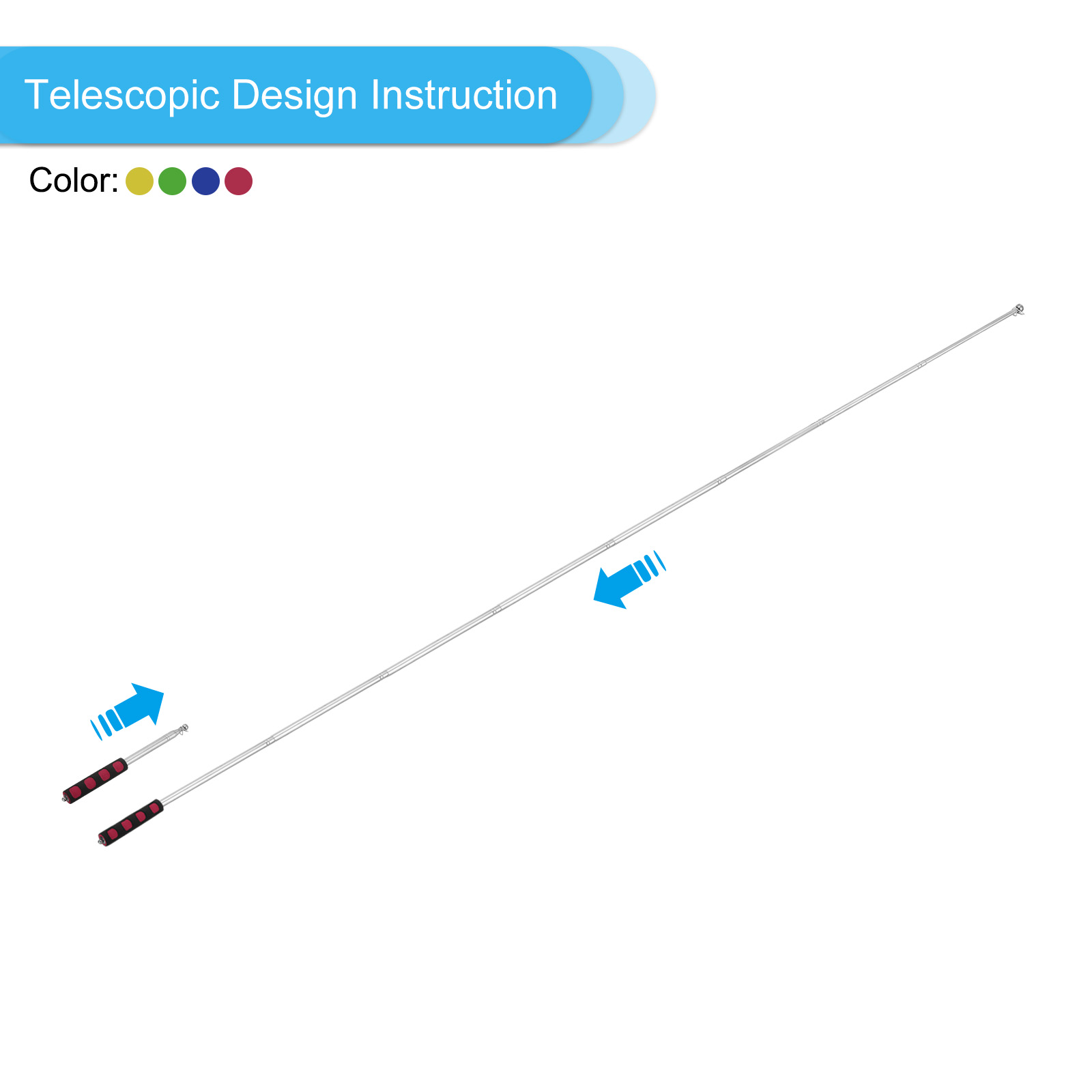 Unique Bargains Telescopic Handheld Flagpoles Pointer Stick with Sponge Handle 1.6M/5.2ft