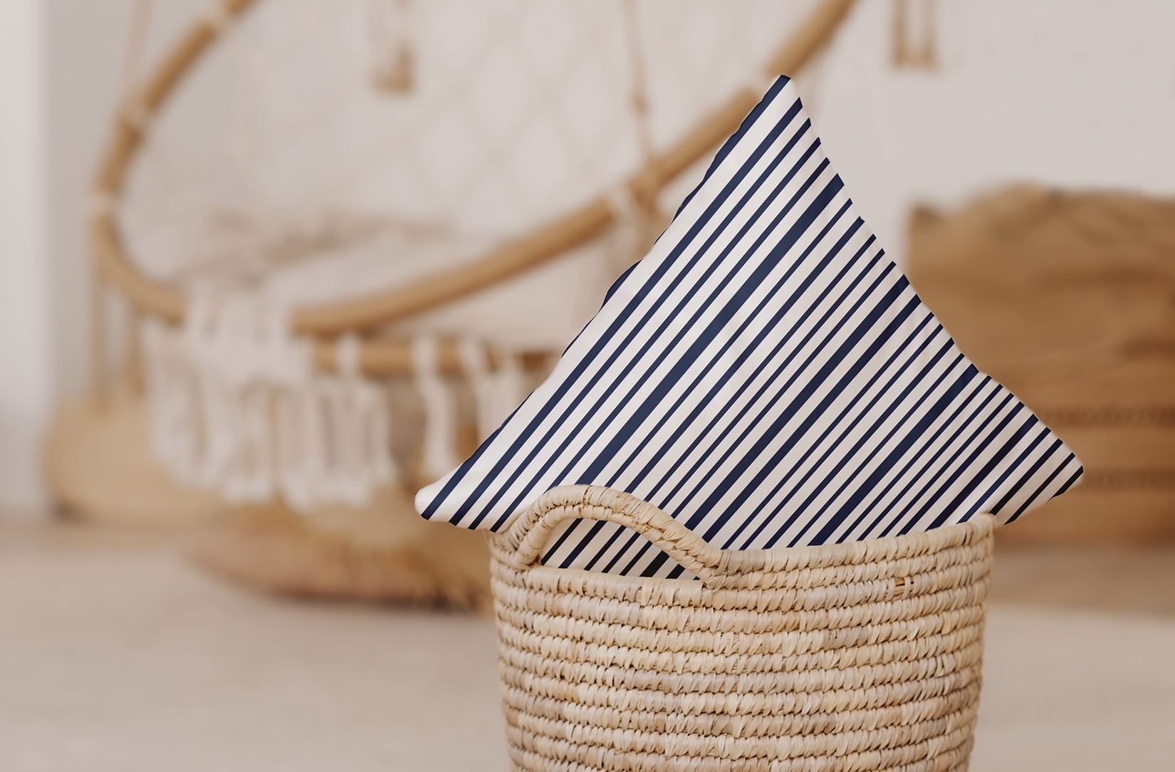 16" x 16" Simply Daisy Loom Lines Polyester Indoor/Outdoor Pillow, Stone Blue Qty 1