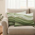 thumbnail image 2 of Green Abstract Waves Outdoor Waterproof Pillow Covers, Gradient Fluid Luxury Oil Painting Decorative Rectangle Throw Pillowcase Sofa Cushion Sham for Patio/Couch/Chair, 20"x12" 2 Pack, 2 of 8