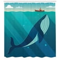 thumbnail image 3 of Ambesonne Ocean Shower Curtain, Sailor Whale with Rays, 69"Wx75"L, Blue and White, 3 of 3