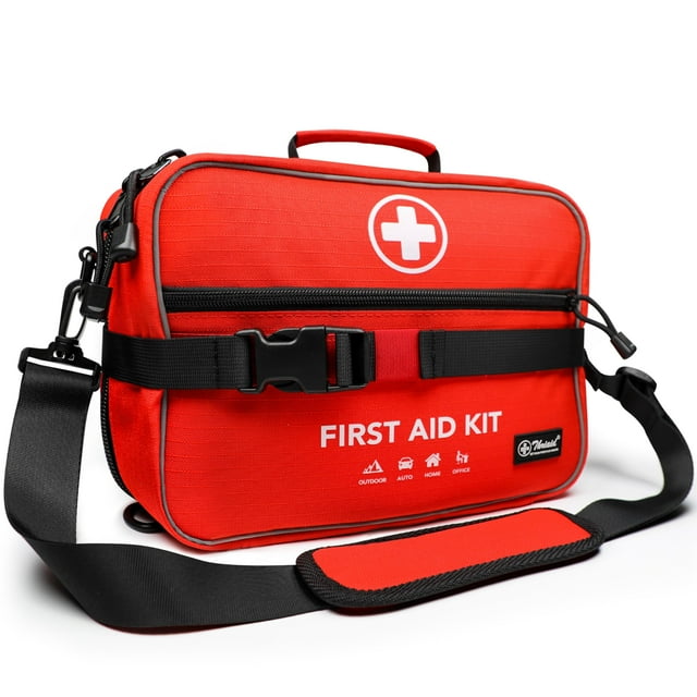 Botiquín de primeros auxilios THRIAID, 430 piezas, impermeable, compacto, rojo