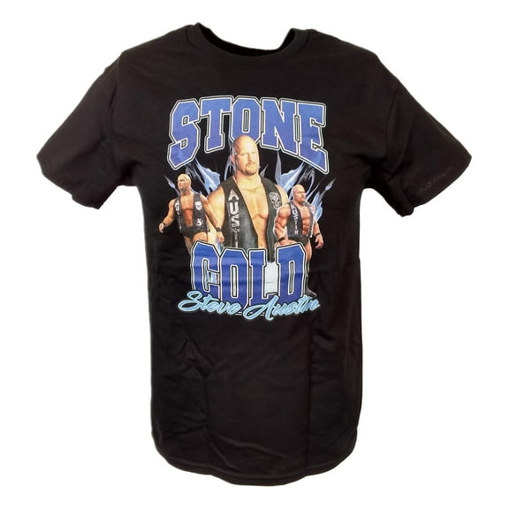 Stone Cold Steve Austin Walkout Blue Flames Mens Black T-shirt