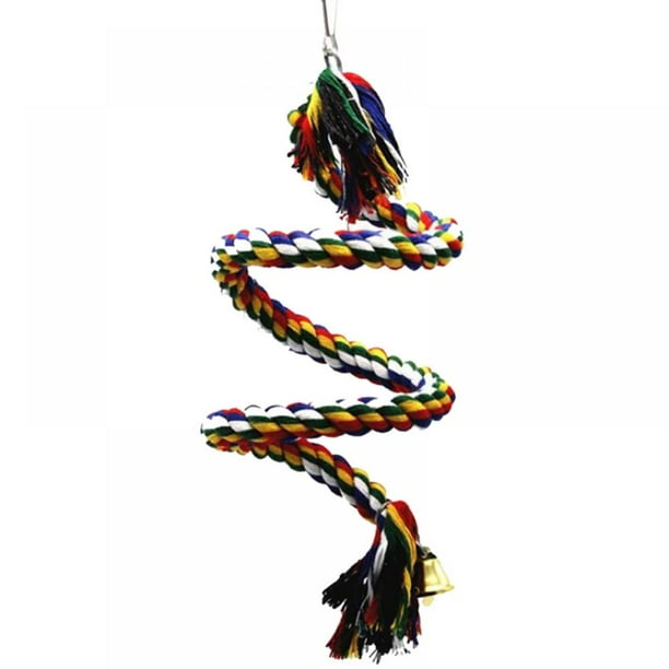 GOODLY Spiral Parrot Cotton Rope with Bells, Bird Exercise Bungee
