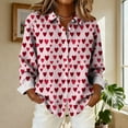 thumbnail image 2 of yillto Women's Valentine's Day Heart Blouse Button down Long Sleeve Tops Dress Business Casual Outfits, 2 of 5
