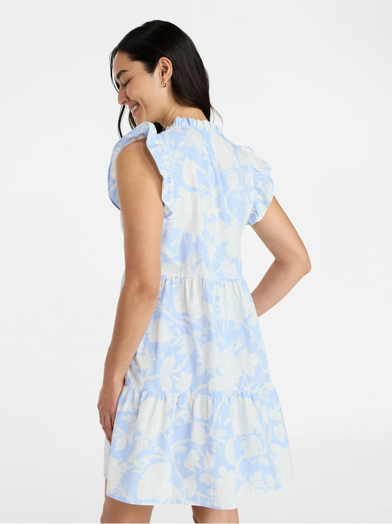 Flutter Sleeve Cotton Mini Dress