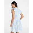 thumbnail image 3 of Time and Tru Women’s and Women’s Plus Flutter Sleeve Cotton Mini Dress, Sizes XS-4X, 3 of 6