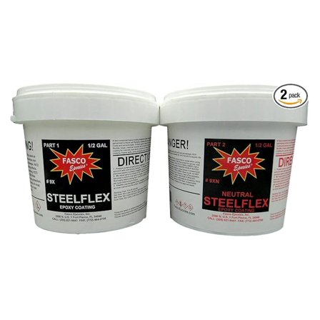 9XN Steelflex Neutral Epoxy Coating Kit - 1 Gallon | Solvent-Free, Abrasion & Impact Resistant for Steel, Aluminum, Wood, Fiberglass & More