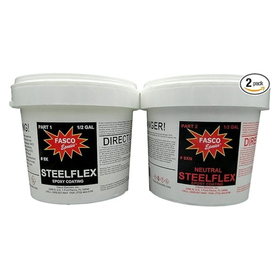 9XN Steelflex Neutral Epoxy Coating Kit - 1 Gallon | Solvent-Free, Abrasion & Impact Resistant for Steel, Aluminum, Wood, Fiberglass & More