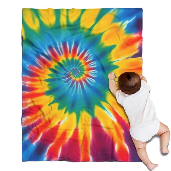Rainbow Tie Dye Mandala Pattern Blanket,Comfortable Soft Flannel Throw Blanket,All Season,Warm Lightweight Blankets for Sofa Bed Couch Living Room Chair,30"x40"