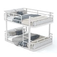 thumbnail image 5 of Queen over Queen Bunk Bed, Metal Frame, Ladders & Guardrails, Space-Saving, Teens Adults, White, 5 of 10