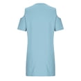 thumbnail image 4 of Uootdi Casual Dresses for Women Cold Shoulder Solid Color Short Sleeve Dress With Metal Ring Decor Lightweight Top Casual Blouse Gift, 4 of 7