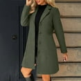 thumbnail image 2 of Breezora Women Wool Blend Trench Coat Stand Collar Single Breasted A Line Mid Length Outerwear for Fall and Winter XL Size Green, 2 of 9