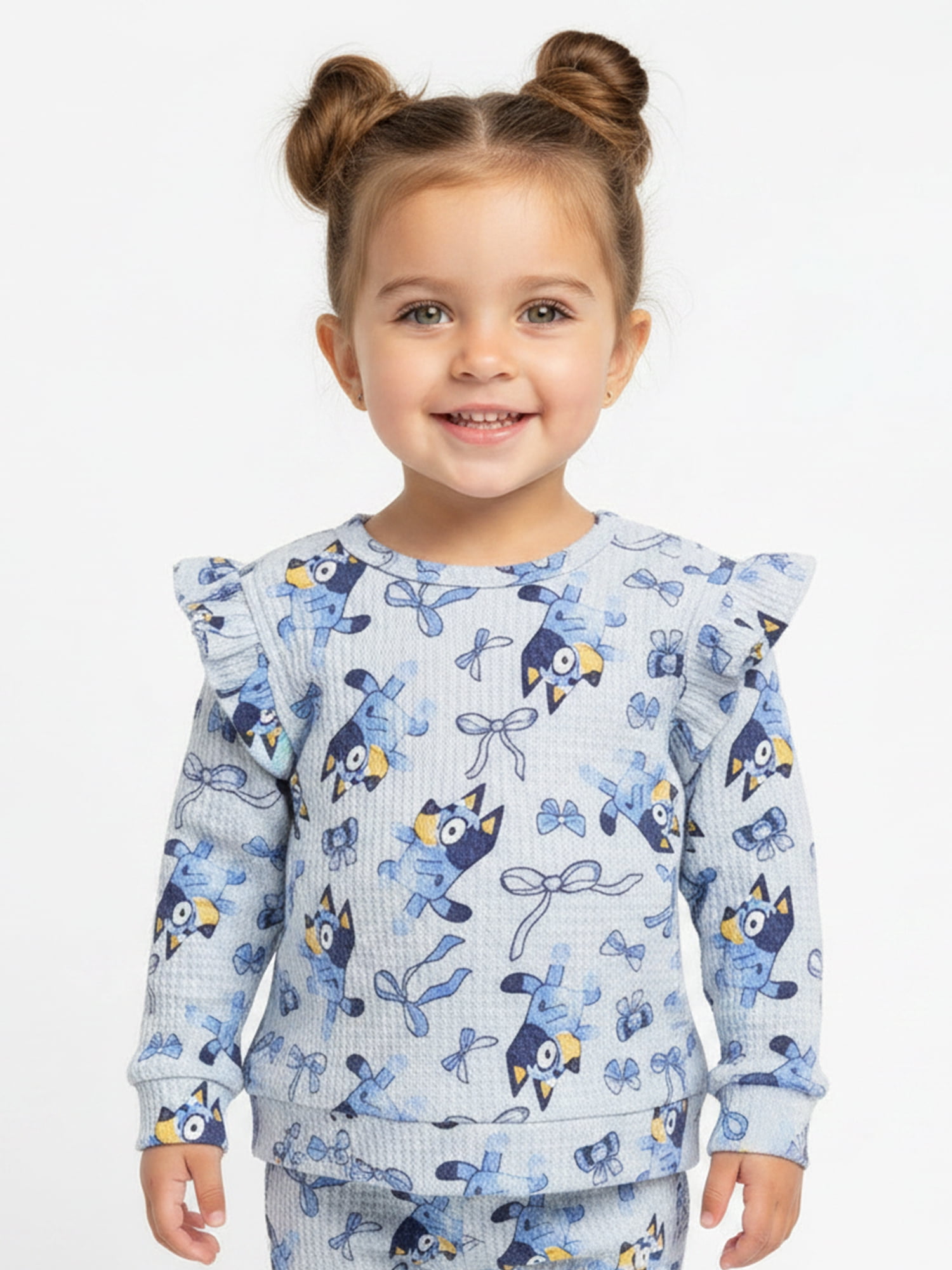Bluey Baby Girls Waffle Knit Top and Pants Set, 2-Piece, Sizes 0M-24M