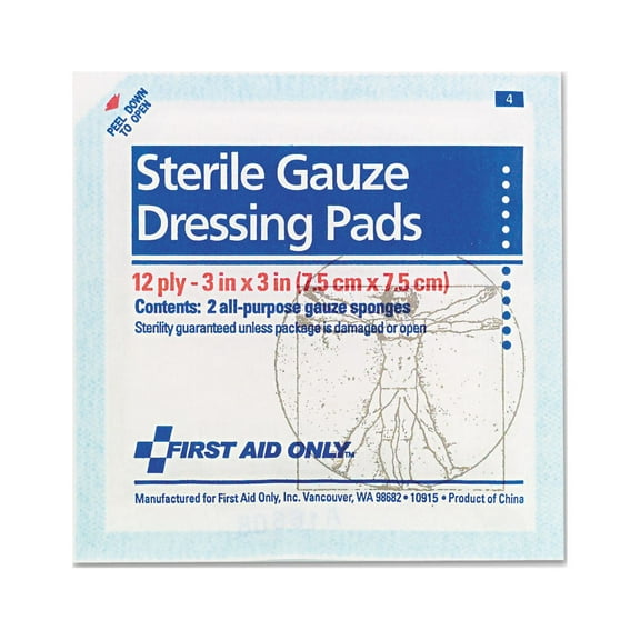 First Aid Only, FAOFAE5005, Sterile Gauze Dressing Pads, 10 / Pack, White