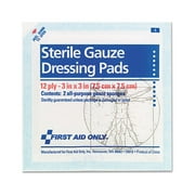 First Aid Only FAE-5005 3 in. x 3 in. 12-Ply SmartCompliance Sterile Gauze Pads (5/Pack)