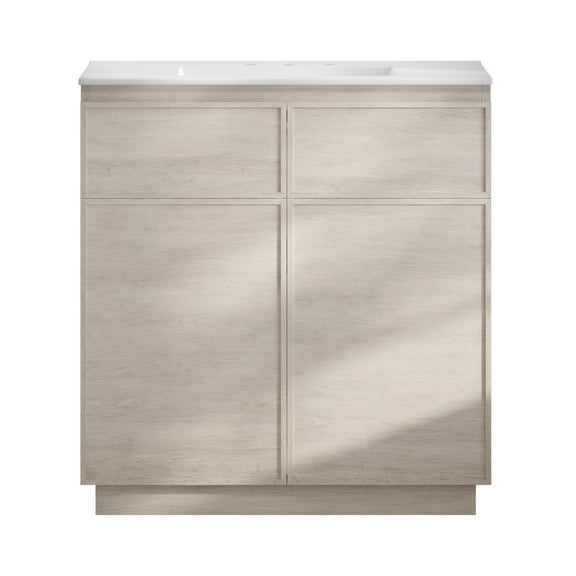 St. Tropez 36" Freestanding Bathroom Vanity in White Oak with 3-Hole Widespread Sink Top