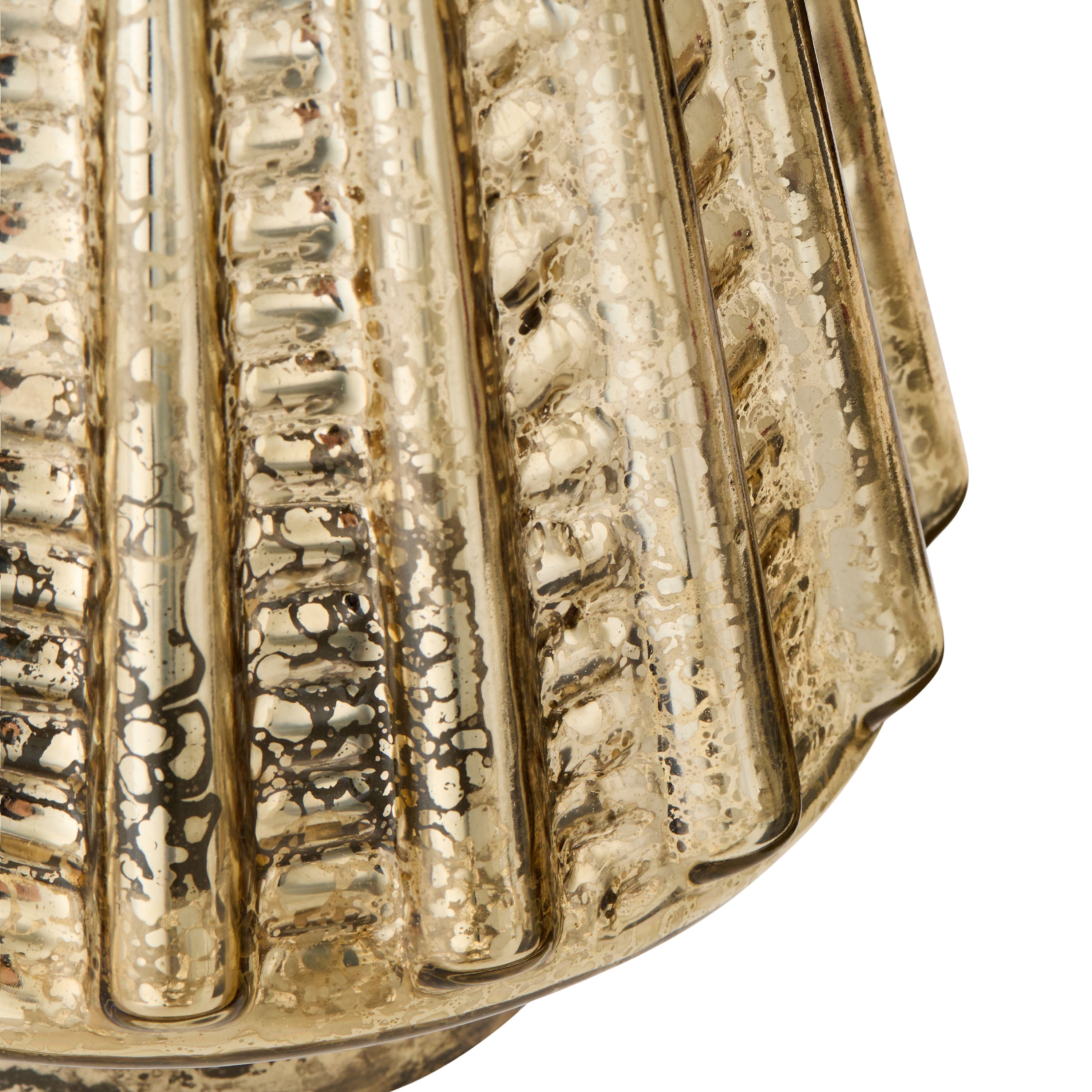 Glass Ribbed Christmas Tree Tabletop Decoration, Gold, 13", by My Texas House