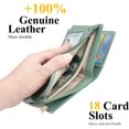 thumbnail image 5 of Genuine Leather Wallets for Women RFID Blocking Bifold with Zipper Pocket, 2 ID Windows, 18 Card Slots, Green, 5 of 7