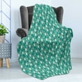 thumbnail image 4 of Easter Bunny Soft Flannel Fleece Throw Blanket, Continuous Rabbit Pattern Small Trees Flowers, Cozy Plush for Indoor and Outdoor Use, 50" x 60", Dark Seafoam Dark Indigo, by Ambesonne, 4 of 5