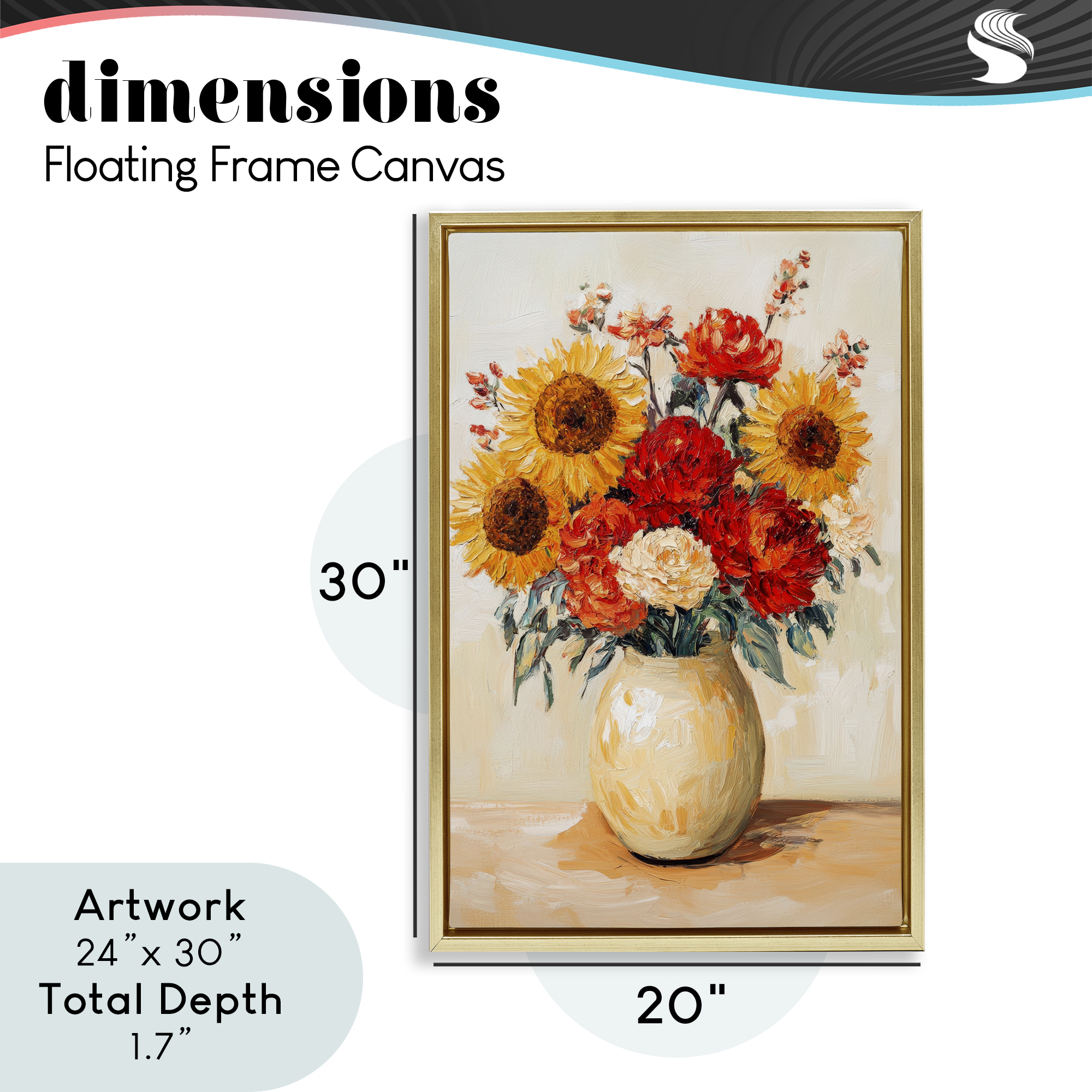 Charming Bouquet of Fall Gold Framed Floater Canvas Wall Art, design by Petal Prints Design