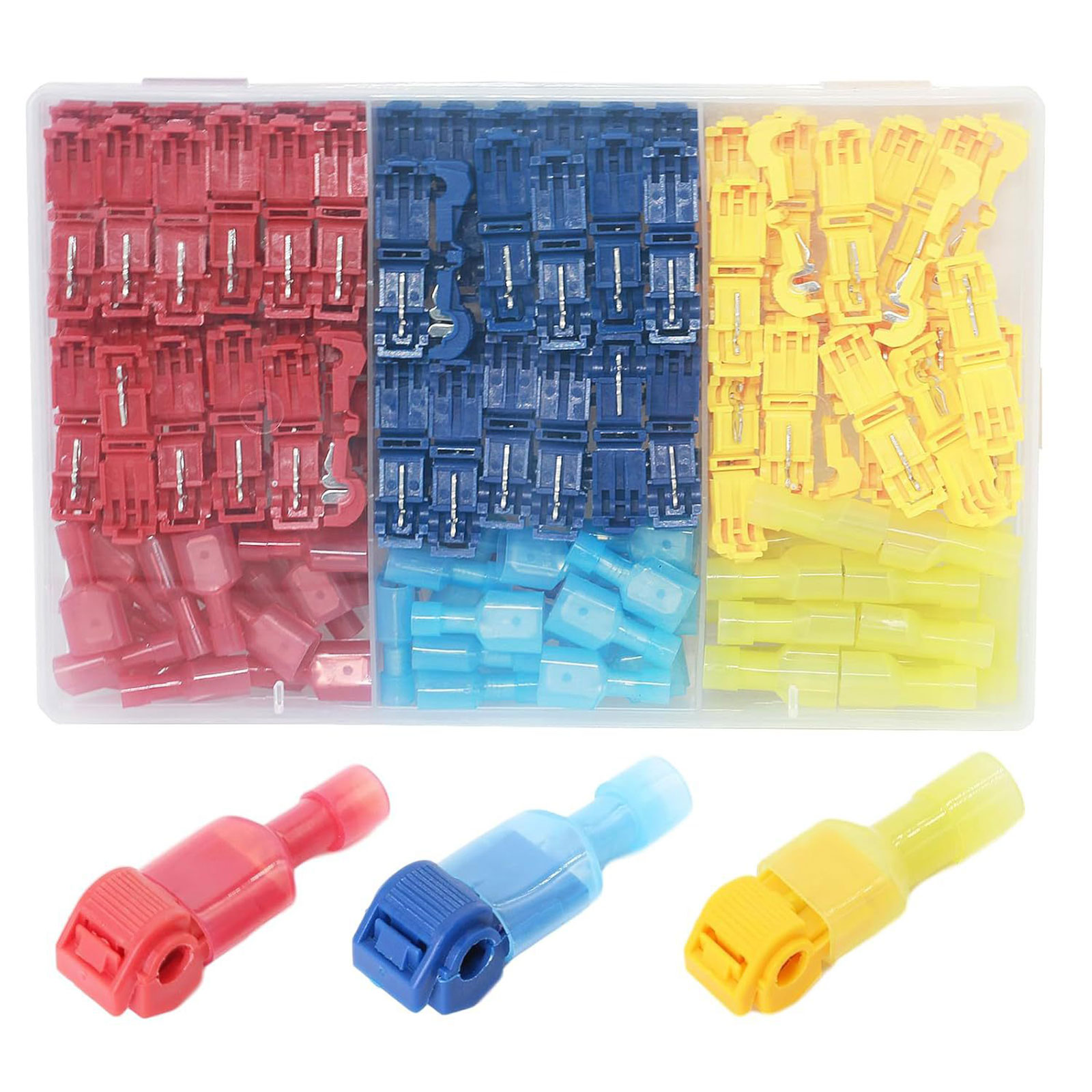 BIBABLYKE 200pcs Quick Splices Wire Connectors Assortment Multifunction Wire Tap Connector Solderless T Tap Electrical Cable Joint set