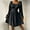 Black, variant on Women's Long Sleeve Plain Square Neck Ruched High Waist Dress Lace-up Casual Elegant Midi Dresses Burgundy Red M