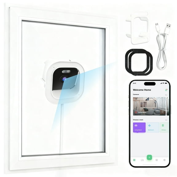 2K 3MP Window Camera, 5GHz & 2.4GHz WiFi Indoor Cameras for Home Security with Color Night Vision, Motion Detection, Easy & Quick Install, 24/7 Recording