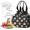 thumbnail image 4 of Pioneer Flower Floral Print Pattern Drawstring Lunch Bag Women - Drawstring Lunch Bag Insulated for Work Office - Stain-Resistant Large Lunchbags for Women with Multi-Pockets, 4 of 6