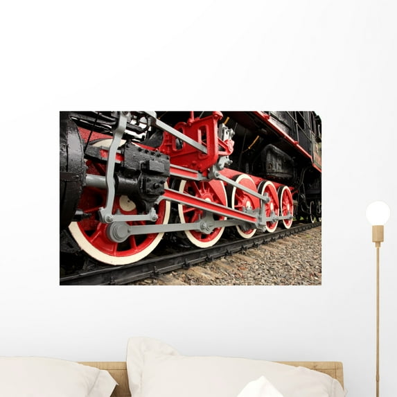 Red Wheels Old Express Wall Mural by Wallmonkeys Peel and Stick Graphic (24 in W x 16 in H) WM72531