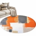 thumbnail image 2 of Burnt Orange Gray Round Area Rug 3 FT,Small Kitchen Bathroom Mats,Modern Abstract Oil Painted Geometric Washable Indoor Outdoor Throw Runner Carpet Non-Shedding Doormat for Table Shower Sofa Entryway, 2 of 8