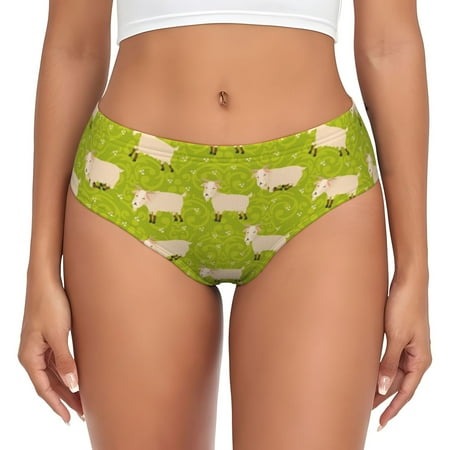 Womens Underwear - Cartoon Cute Funny Sheep Green_A No Show Seamless Underwear for Women  Soft Comfort Stretch Women s Panties  Hipster Ladies Panties Bikini Underwear Briefs