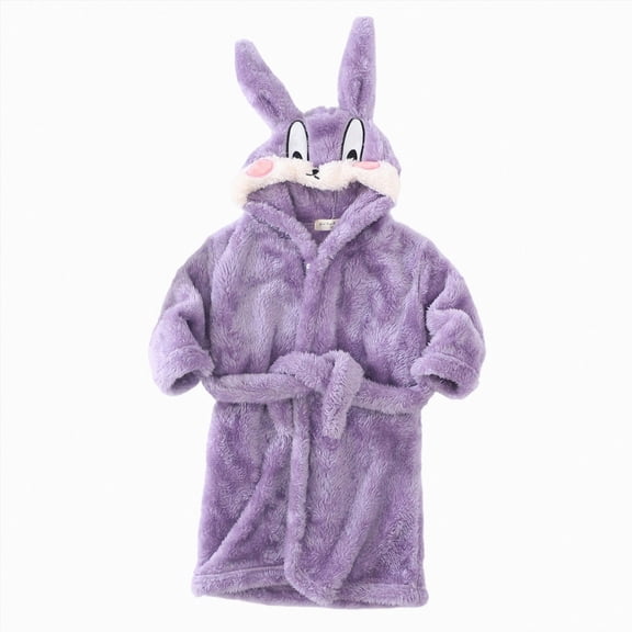 TOWED22 Boys Girls Robe Fleece Hooded Soft Toddler Bathrobe Cute Boys Bathrobe Fuzzy Plush Robes for Kids