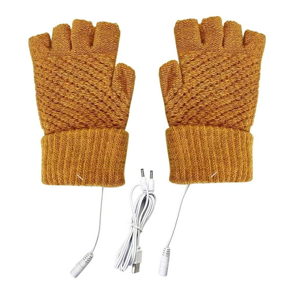 Oggfader Winter Warm USB Heated Fingerless Gloves - Knitted, for Typing & Phone Use, 5V Powered, Cold Weather Hand Protection