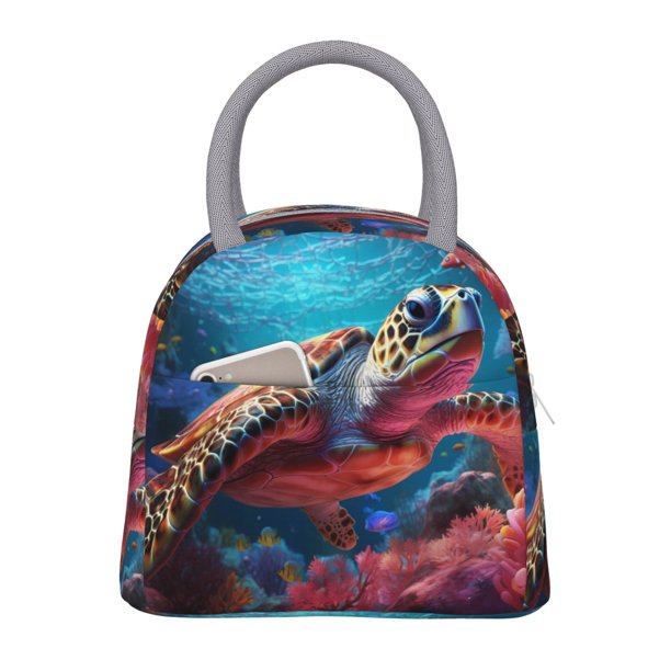 Disketp Colorful Ocean Sea Turtle Bolsa Térmica para Almuerzo, Lonchera con Abertura Amplia y Gran Capacidad, Organizador Reutilizable para Mujeres, Hombres y Adultos