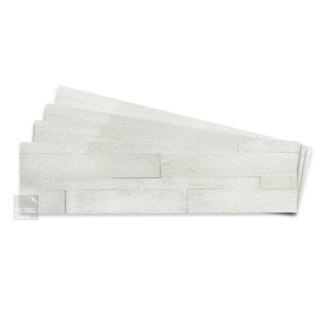 Tic Tac Tiles 24  x 6  Peel and Stick Stone Tiles (12-Pack) (Natural White)